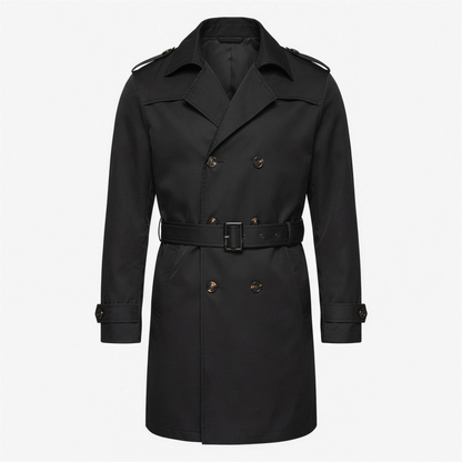 Men's Classic Trench Coat with Belt - Photo 3