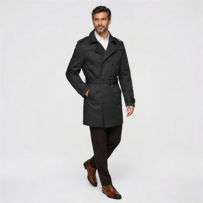 Men's Classic Trench Coat with Belt - Walking