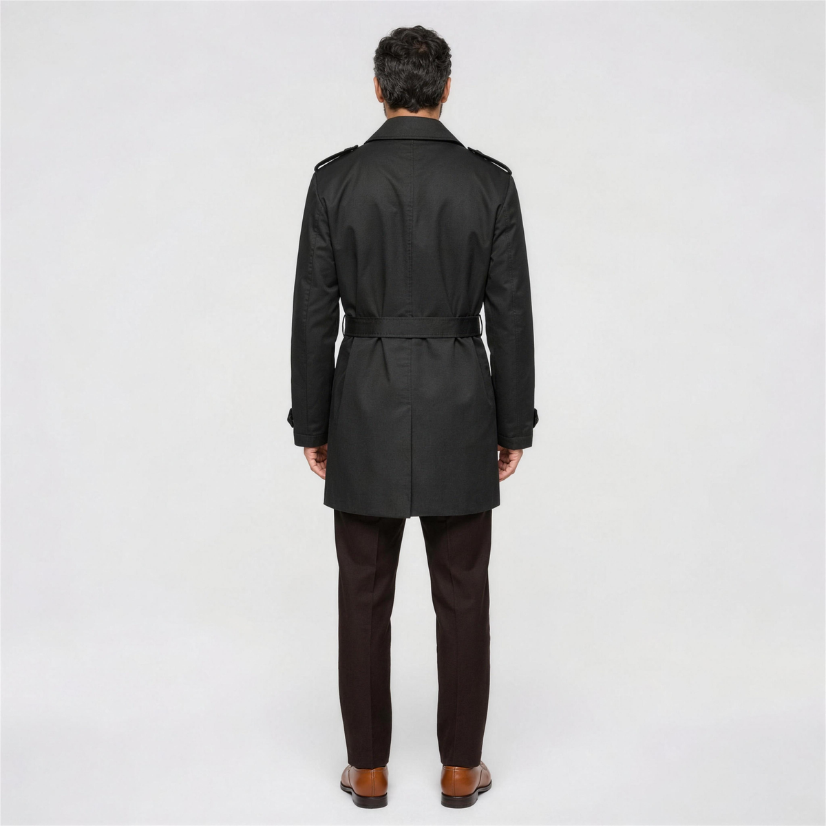 Men's Classic Trench Coat with Belt - Back