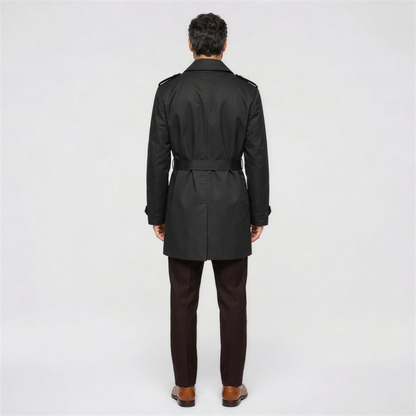 Men's Classic Trench Coat with Belt - Back