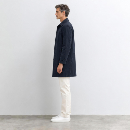 Men's Navy Cotton Trench Coat – side view - Photo 3