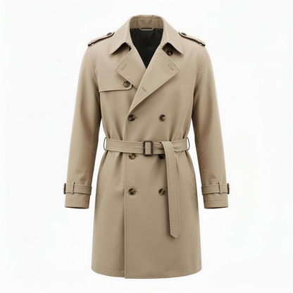 Men's Water-Repellent Belted Trench Coat - Photo 1