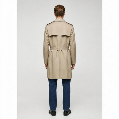 Men's Water-Repellent Belted Trench Coat - Back
