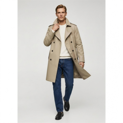 Men's Water-Repellent Belted Trench Coat - Photo 5